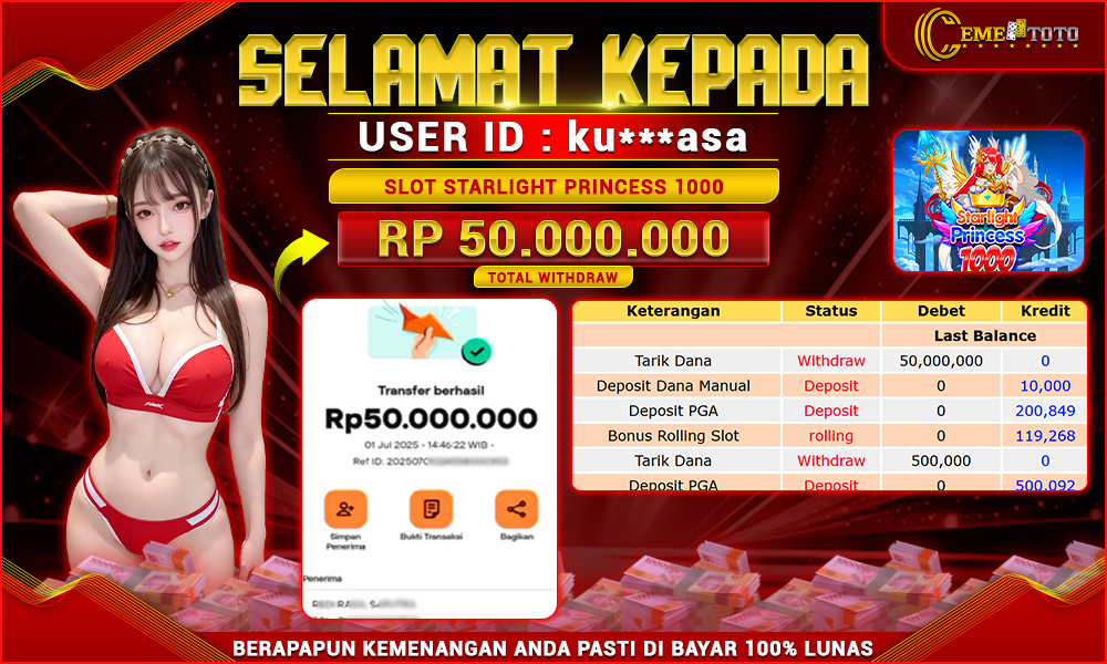 SLOT STARLIGHT PRINCESS 1000 RP.50.000.000 LUNAS